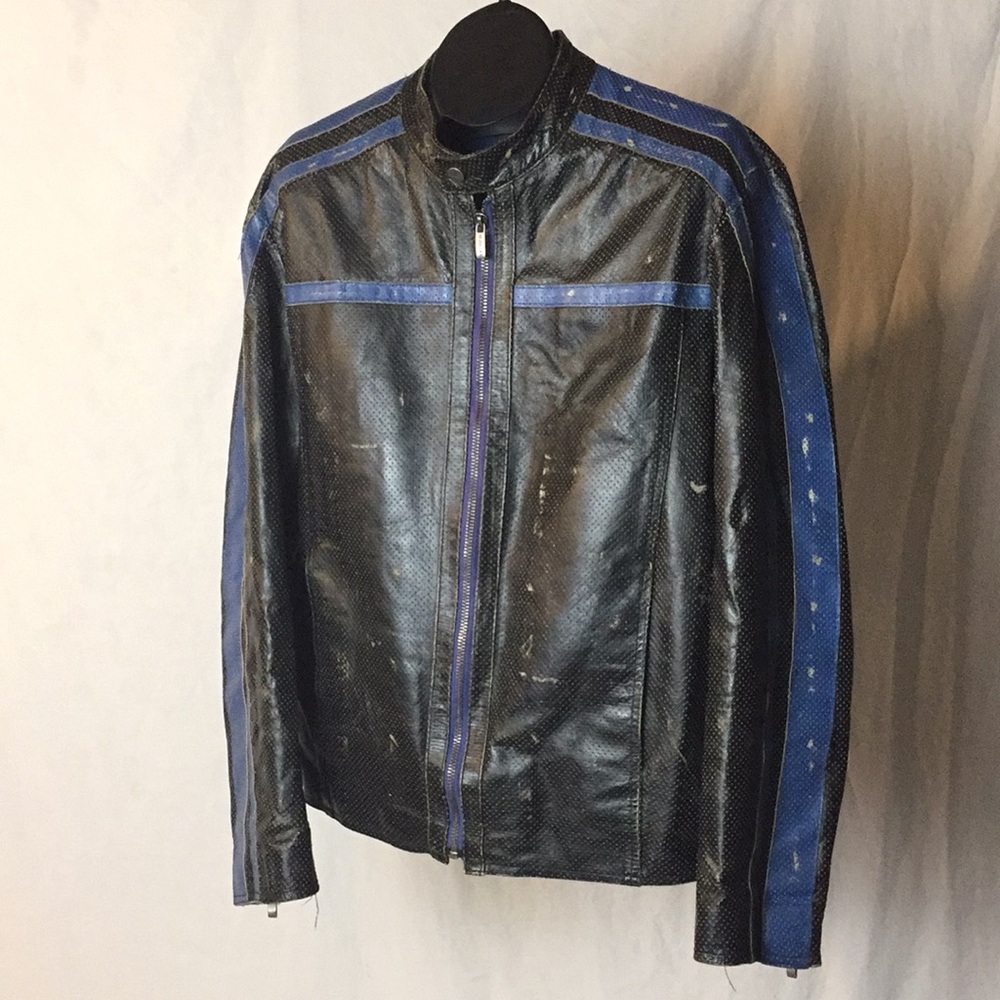 Distressed Leather Motorcycle Jacket - M. Julian